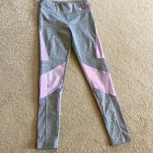 Girls justice active gray and purple leggings